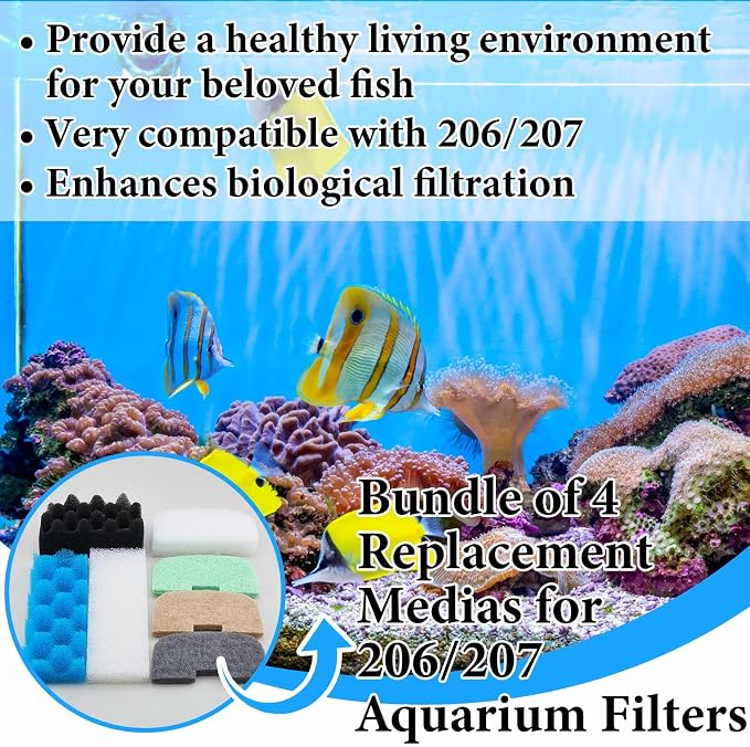 50 Pcs Compatible with Fluval 206/207 Filter Media Canister Filter Maintenance