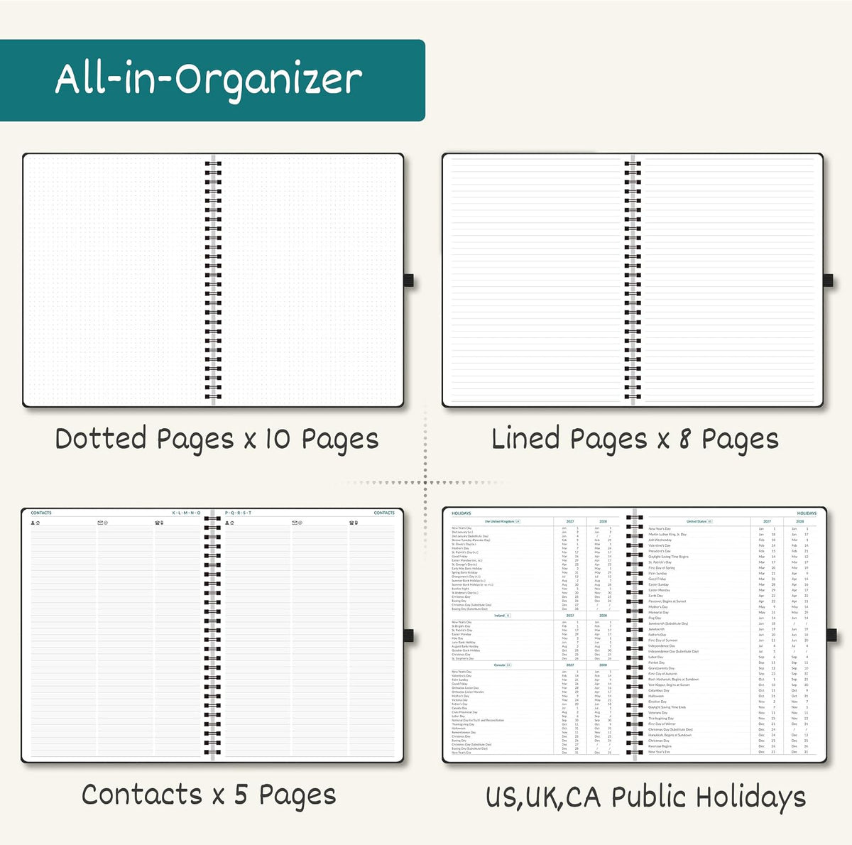 BEZEND Monthly Planner 2027-2028, 2-Year Calendar (8.5"x11") 120GSM Paper