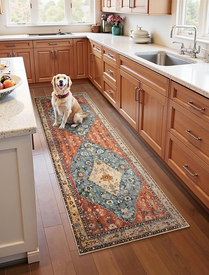 SERISSA Boho Kitchen Runner Rug, 3x7 Washable Non-Slip Runner Rug