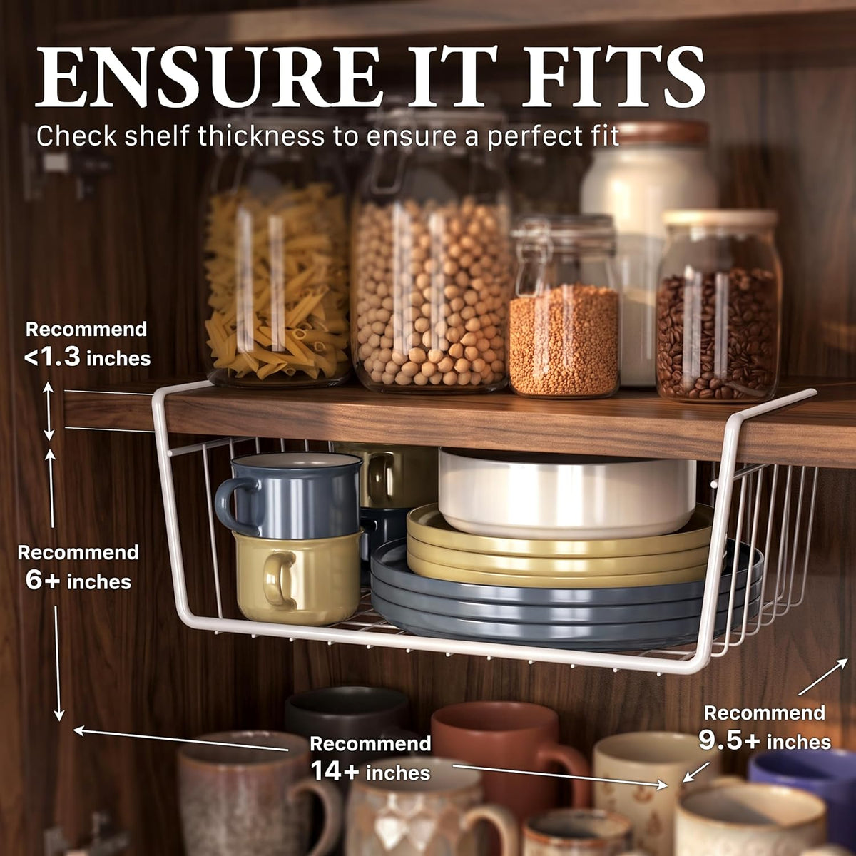Simple Houseware 6PK Under Shelf Basket, White
