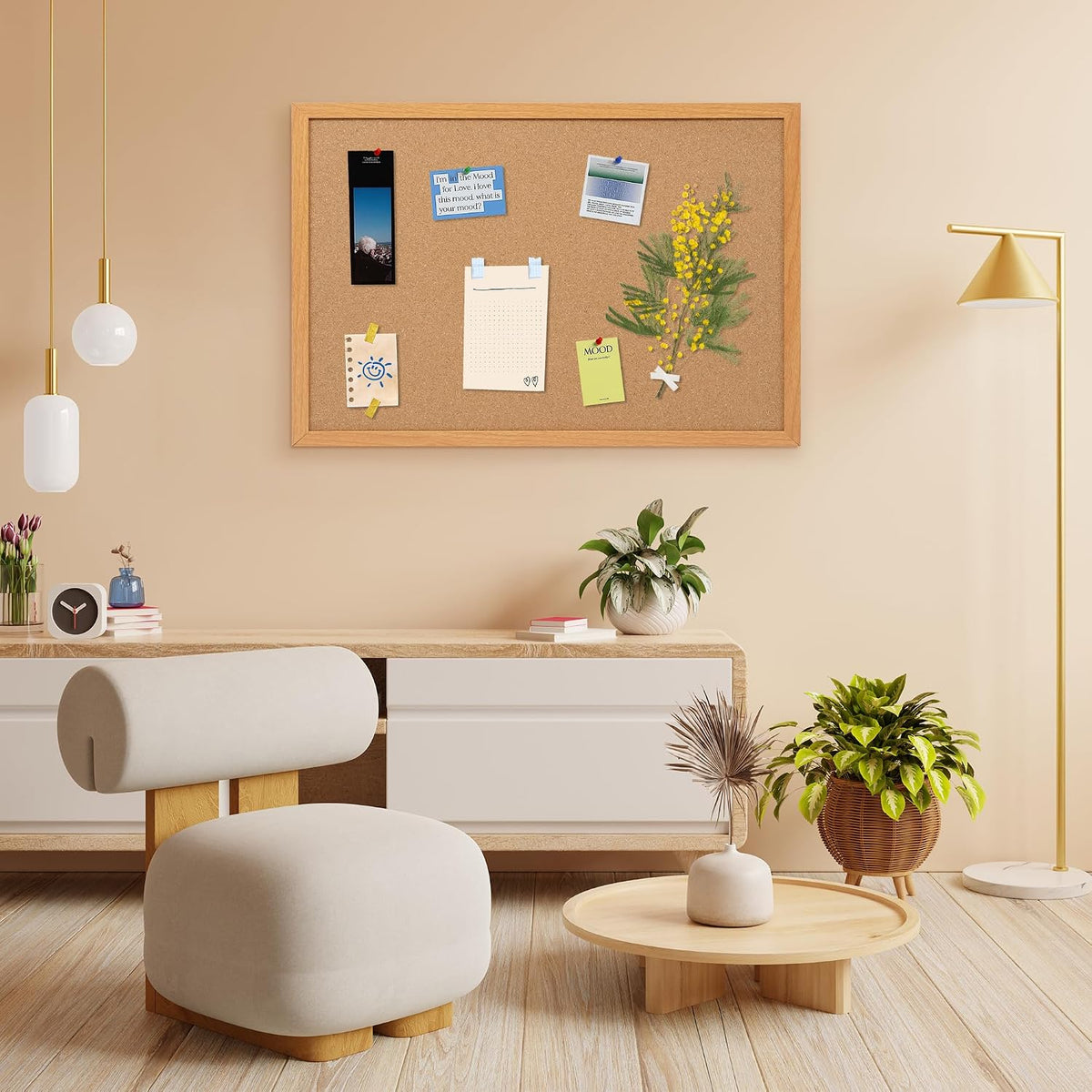Cork Board Bulletin Board 20 x 30, Wood Framed Corkboard for Wall