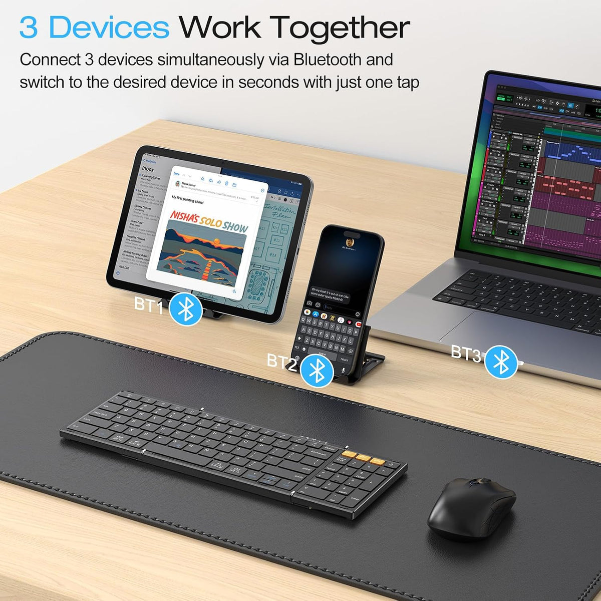 OMOTON Foldable Keyboard for Travel, Full Size with Number Pad, Black