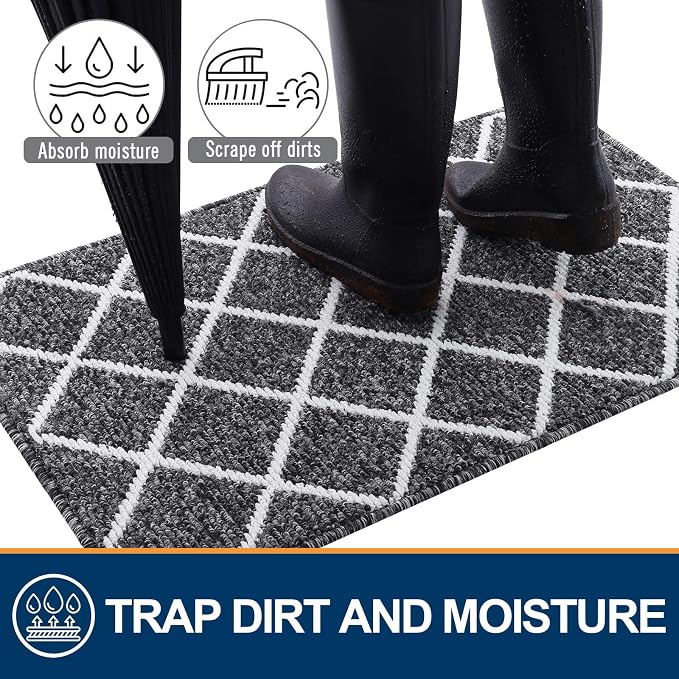 Finchitty Indoor Door Mat, Dirt Resistant and Absorbent, Low-Profile, Washable