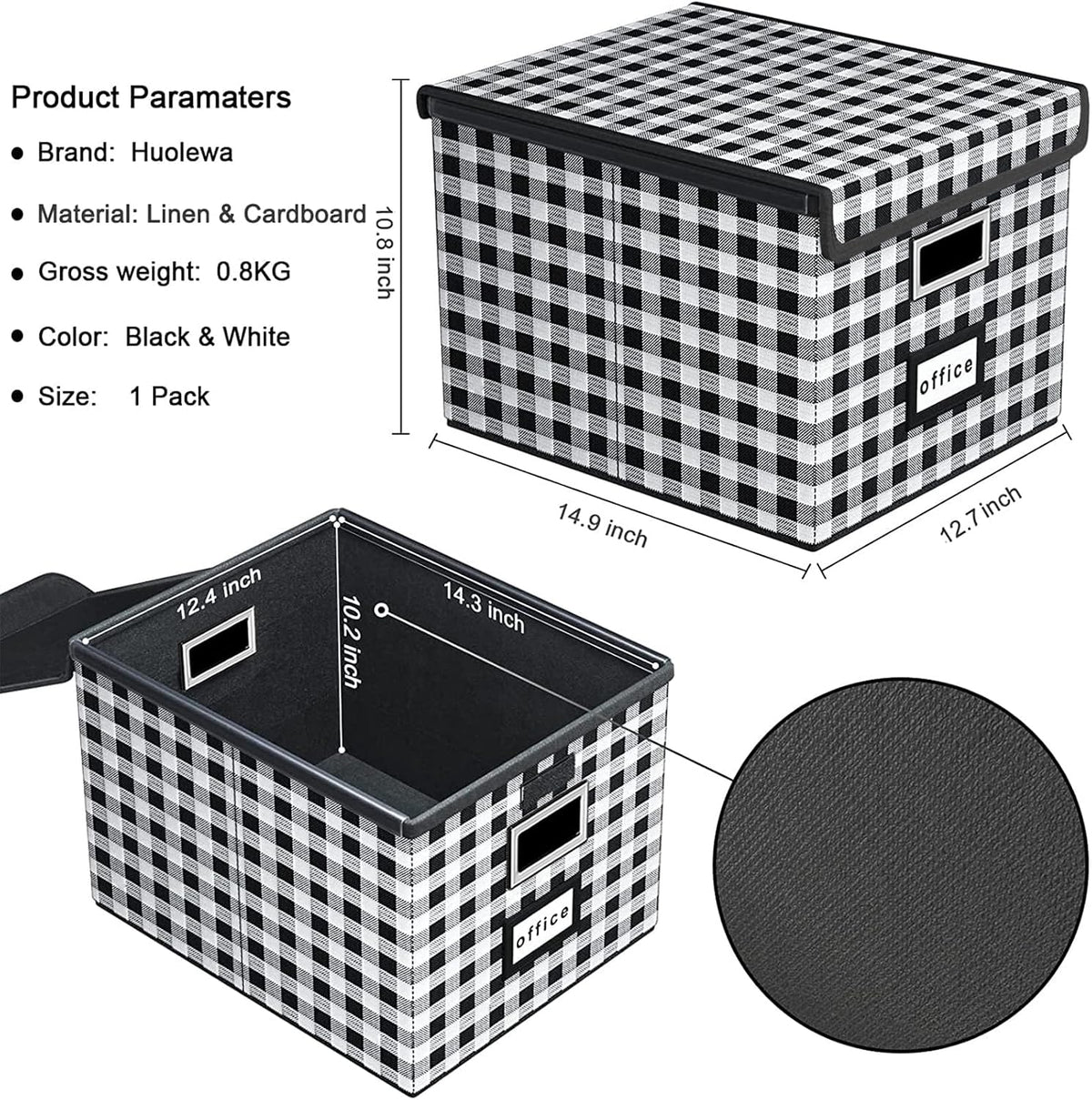File Organizer Box with Lids, Collapsible File Folder Organizer