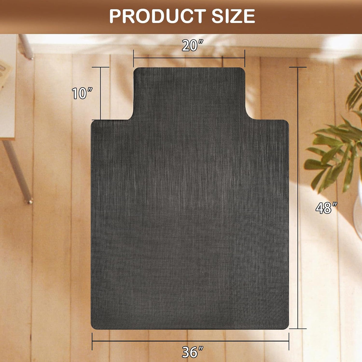 Office Chair Mat for Hardwood Floor, 36" x 48" Non-Slip Office Chair Mat for Rolling Chair, Heavy Duty Textilene Floor Protector for Hardwood Tile, Desk Computer Chair Mat for Home Office, Black