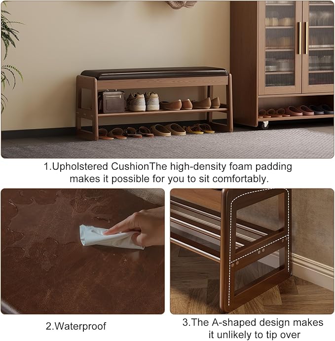 AQIMUELE Small Shoe Rack Bench, 2 Tiers Shoe Bench