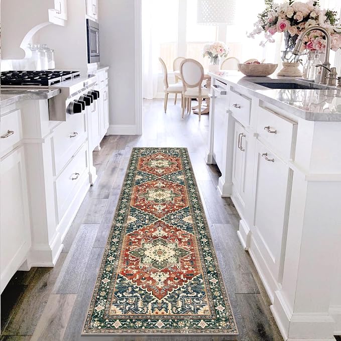 Yamaziot Washable Runner Rug, 2x8 Non-Slip Boho Vintage Hallway Rug Runner