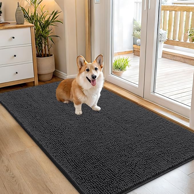 OLANLY Dog Door Mat for Muddy Paws 54x32, Absorbs Moisture and Dirt, Absorbent