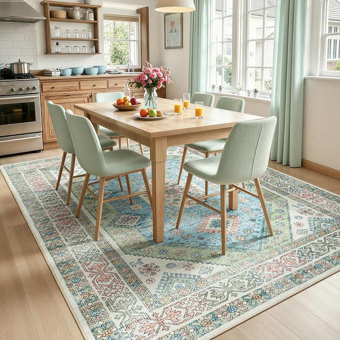 Lofus Vintage Living Room Rugs 8x10, Soft Machine Washable Area Rug