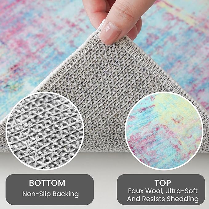 IOHOUZE Abstract Runner Rug 3x8 Ft Washable Runners
