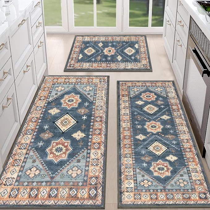 HEBE Boho Kitchen Rug Sets 3 Piece