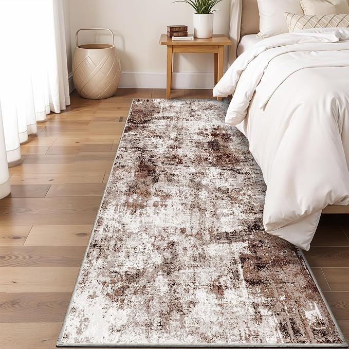 3x10 Washable Runner Rugs for Hallway: Easy-to-Clean Abstract Runners for