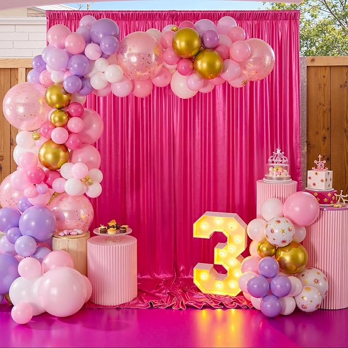 20x10ft Shimmer Hot Pink Sequin Backdrop Curtain for Parties, Thick Wrinkle Free Glitter Fuchsia Photo Backdrop Drapes Curtains for Birthday Wedding Halloween Photography Background-4 Panels 5x10ft
