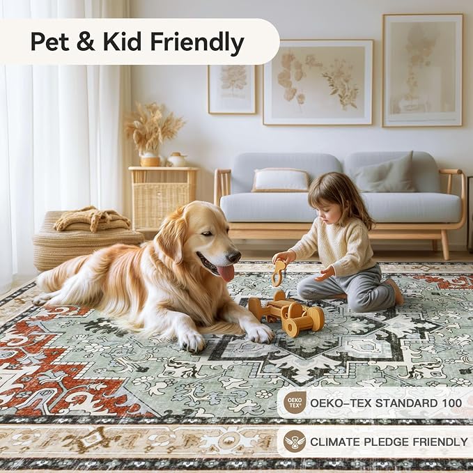Lofus 9x12 Area Rugs for Living Room, Machine Washable Area Rug, Soft Large