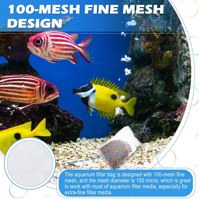 Shappy 15 Pcs 3 Sizes Aquarium Filter Mesh Bags 150 Micrometer Fine Filter Fish