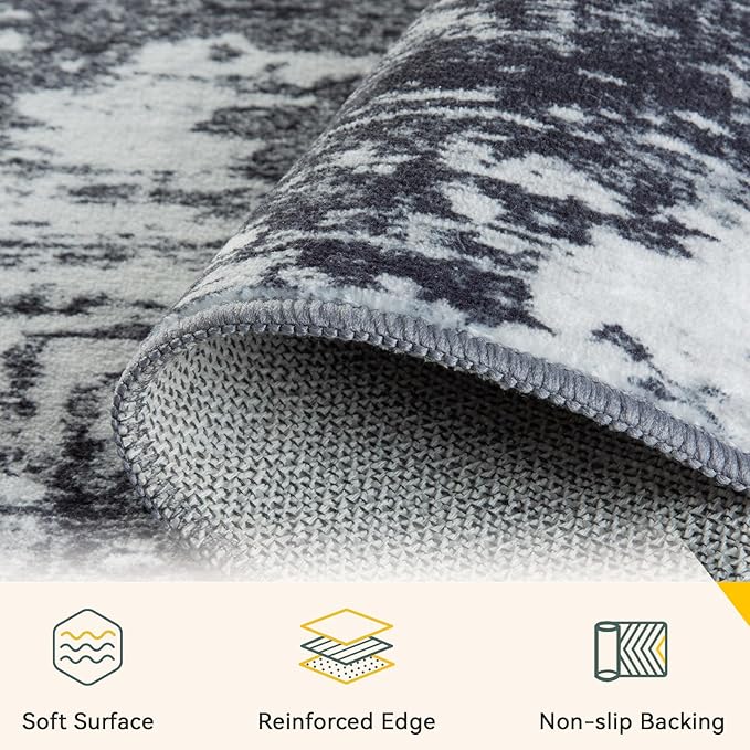 RELEANY Washable Area Rugs 6'x9' Non-Slip Modern Abstract Soft