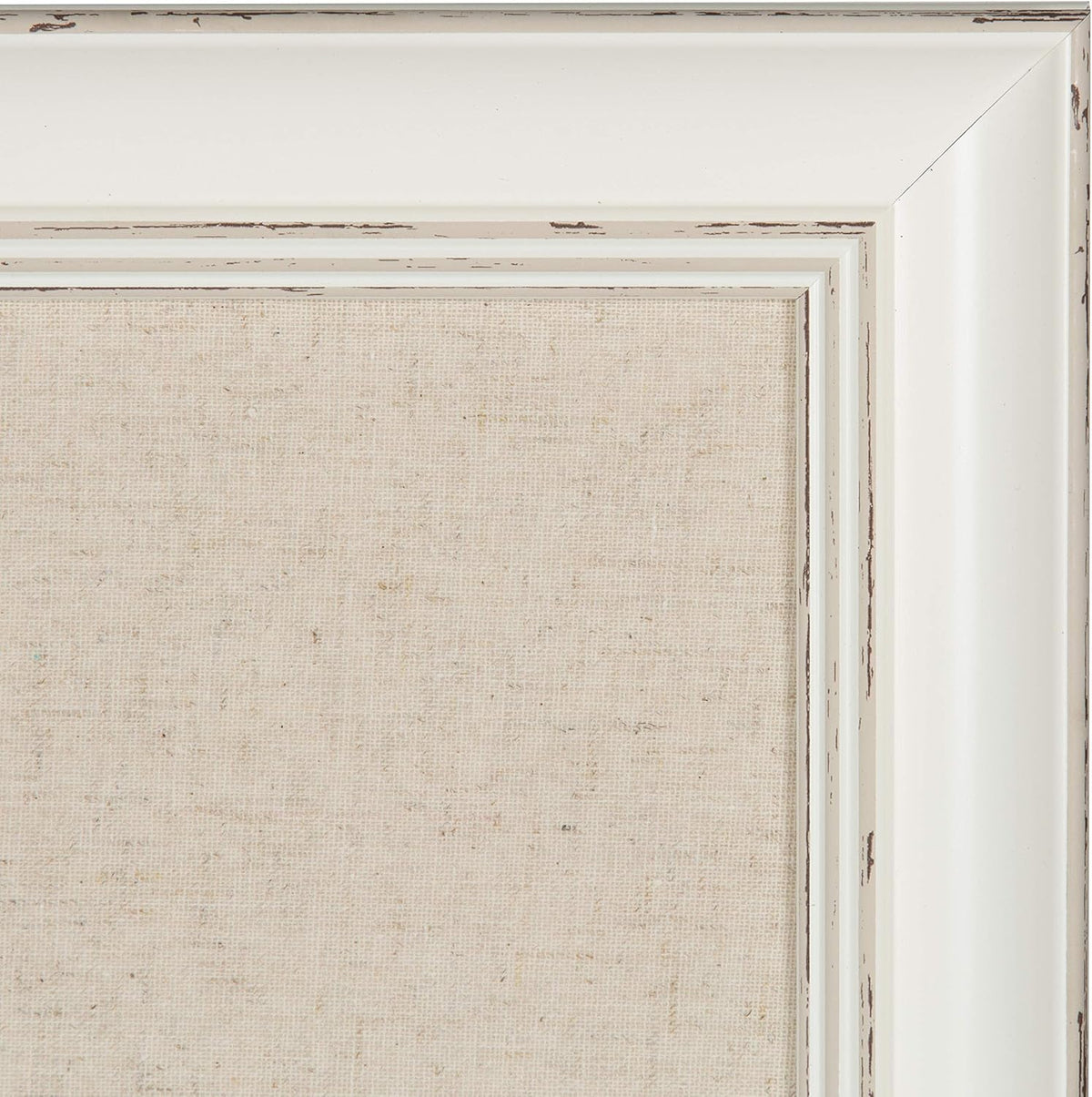 DesignOvation Macon Framed Linen Fabric Pinboard, 18x27, Soft White