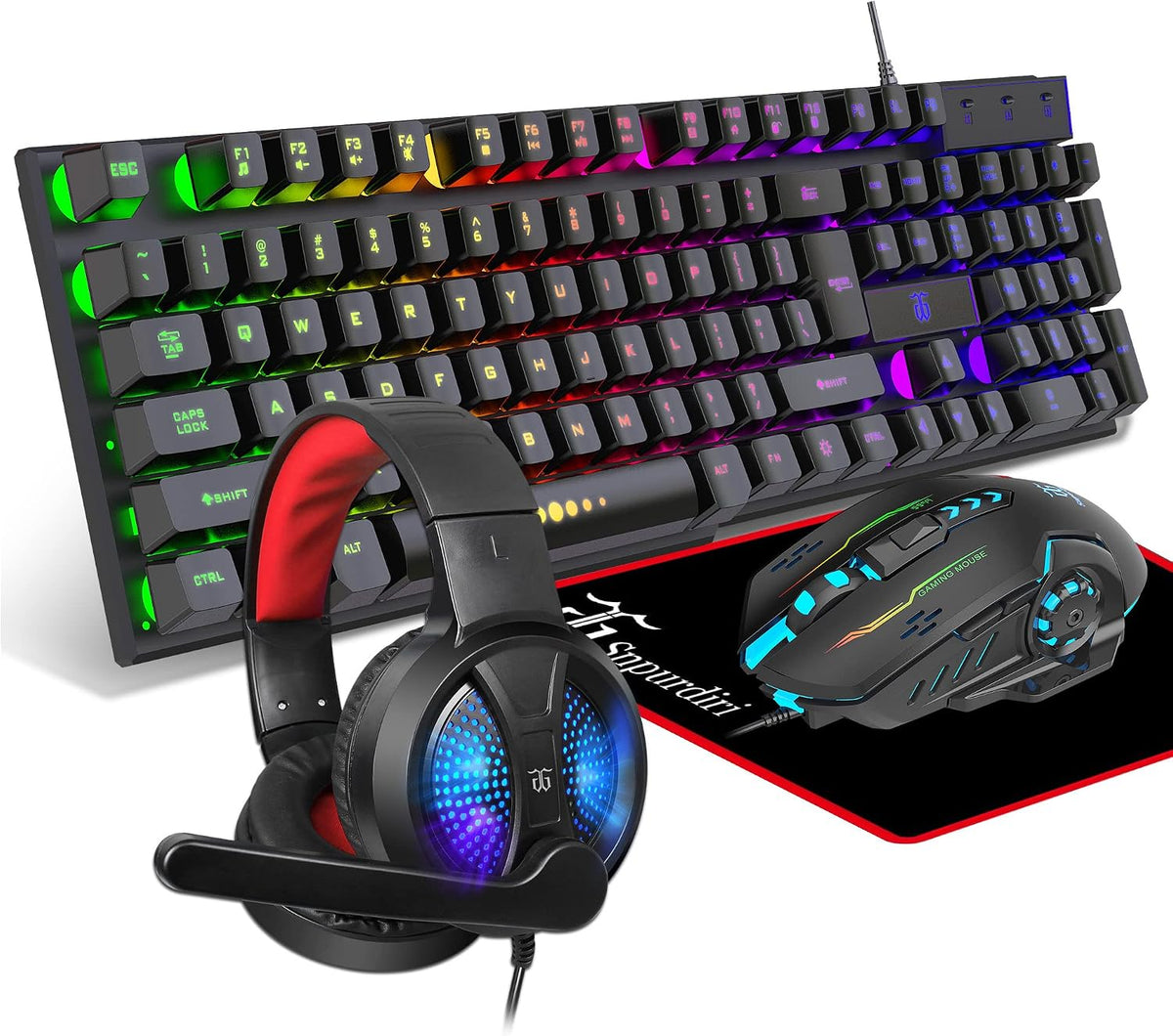 DGG Gaming Keyboard and Mouse, Headphones, Mouse pad Combo for PC Gamers