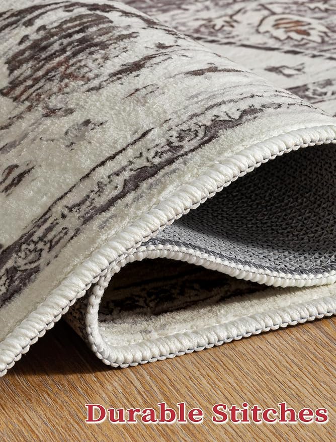 SERISSA Boho Washable Runner Rug, 2x5 Rug Non-Slip Vintage Earth Tone Hallway