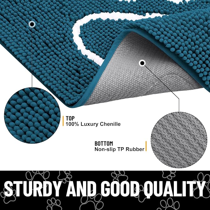 Smiry Dog Door Mat for Muddy Paws, Absorbent Dirt Trapper Non Slip Quick Dry