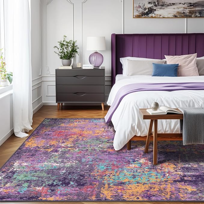 RELEANY Washable Area Rugs 6'x8' Non-Slip Modern Abstract Soft