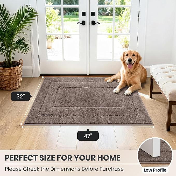 PURRUGS Dirt Trapping Door Mat 32" x 47", Non-Slip/Skid Machine Washable