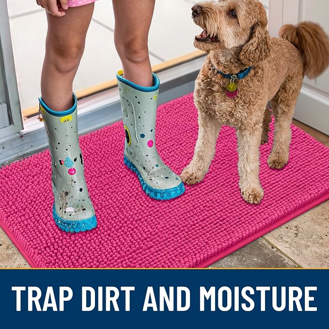 Smiry Dog Door Mat for Muddy Paws 59x24, Absorbent Dirt Trapper, Non-Slip