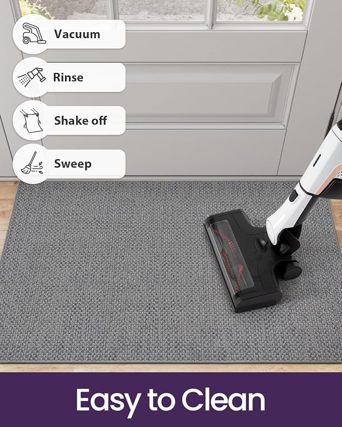 DEXI Ultra Thin Door Mat Indoor Entrance 24x36, Non Slip Rubber Backed Entryway