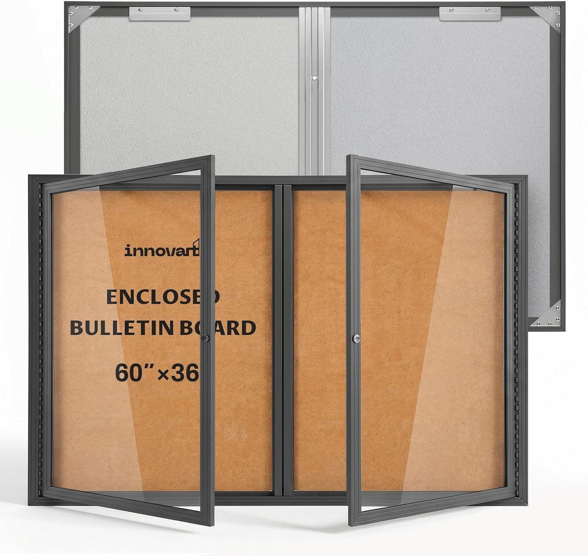 INNOVART Outdoor Enclosed Bulletin Board Weatherproof 60”x36”
