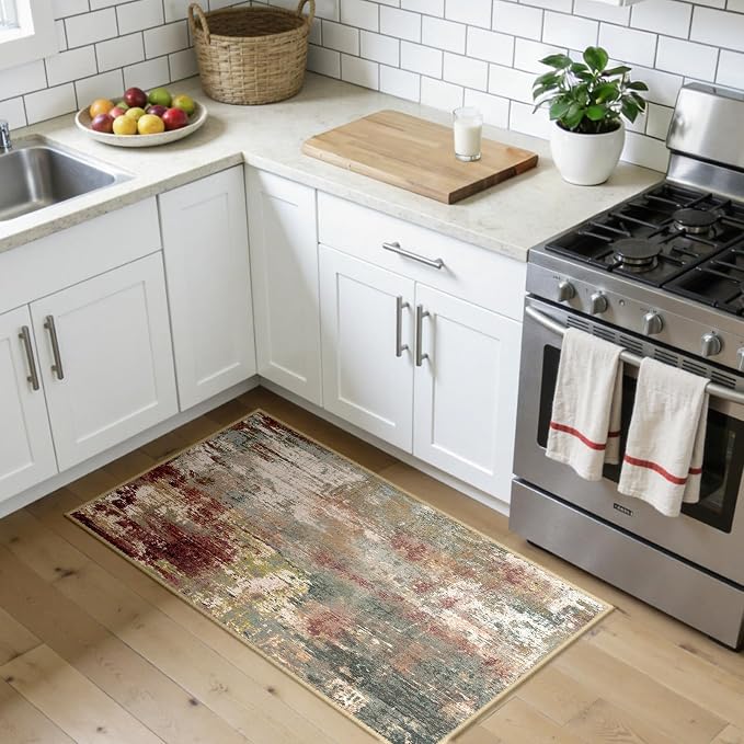 RELEANY Washable Area Rugs 2'x4' Non-Slip Modern Abstract Soft