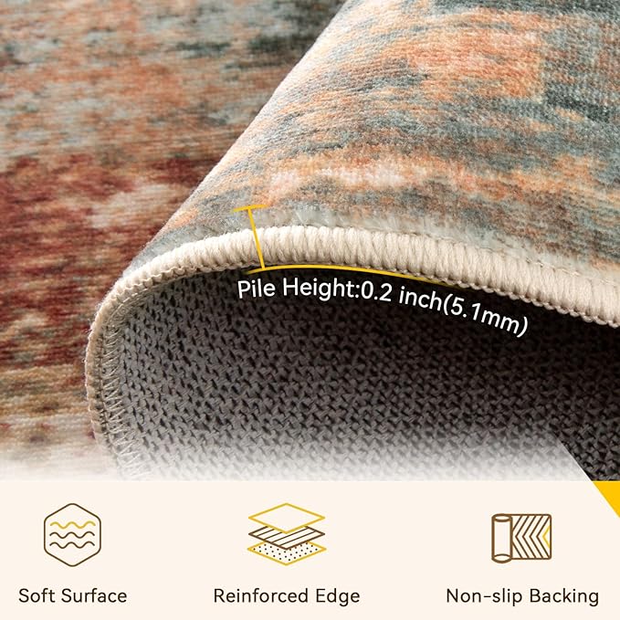 RELEANY Washable Area Rugs 3x4 Non-Slip Modern Abstract Soft