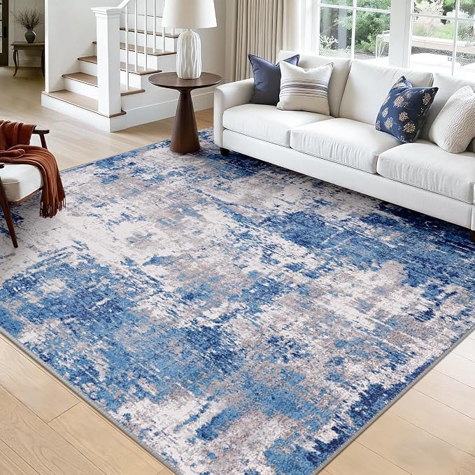 RELEANY Washable Area Rugs Square 9ft Non-Slip Modern Abstract Soft
