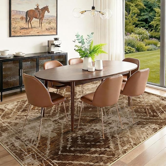 BESTSWEETIE Area Rug 8x10 Rug Machine Washable Non-Slip Low Pile Print Pattern