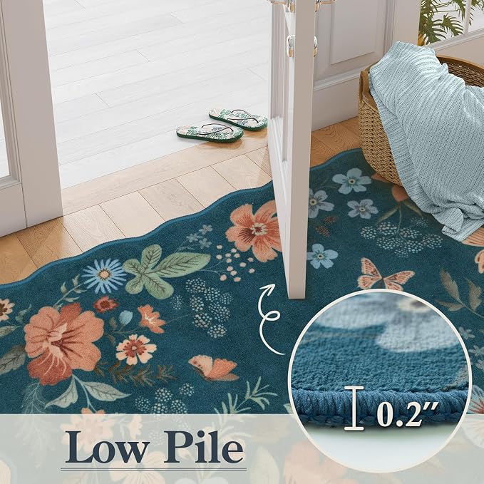 Lahome Floral Kitchen Runner Non-Slip, 2X6 Soft Washable Hallway Runner Rug
