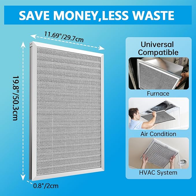 UBeesize 12x20x1 Air Filter HVAC AC Furnace Filter, MERV 8, Reusable Washable