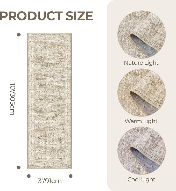 3x10 Runner Rug Non Slip Washable