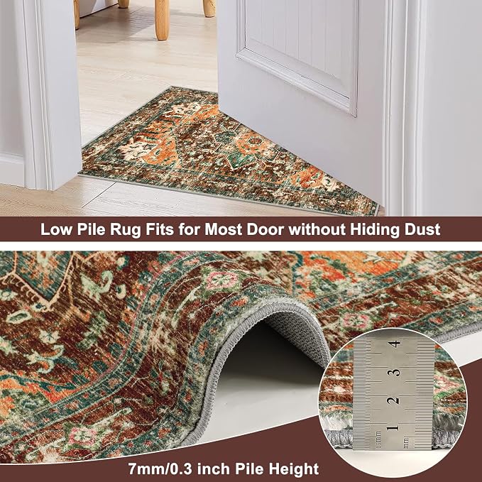 Yamaziot Washable Runner Rug, 3x10 Non-Slip Boho Vintage Hallway Rug