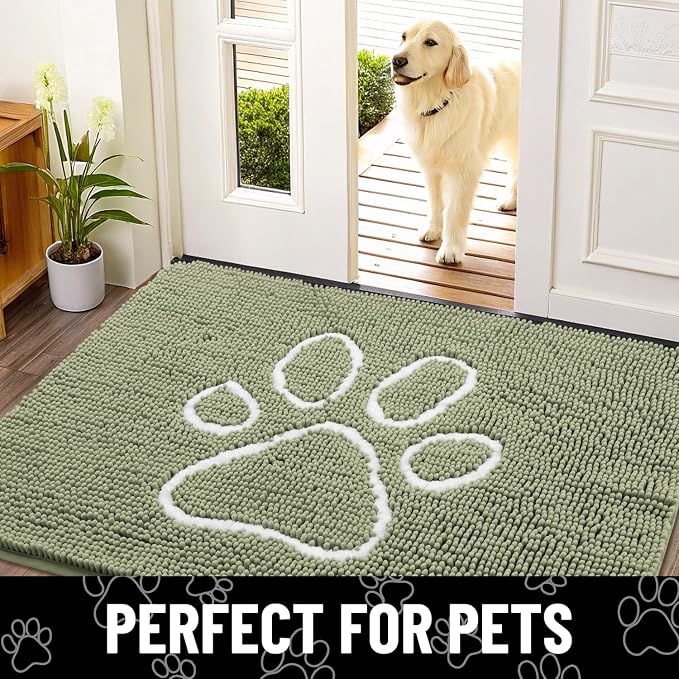 Smiry Dog Door Mat for Muddy Paws, Absorbent Dirt Trapper Non Slip Quick Dry