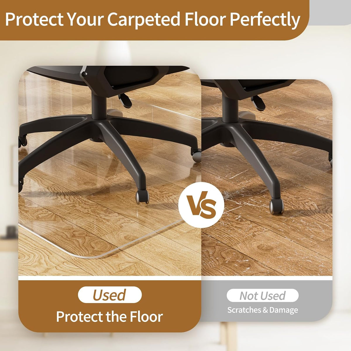 Clear Office Chair Mat for Hard Floors, Plastic Floor Protector for Chairs