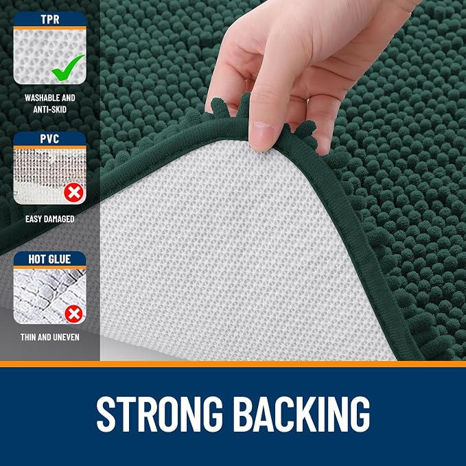 OLANLY Bathroom Rugs 30x20, Extra Soft Absorbent Chenille Bath Rugs, Rubber
