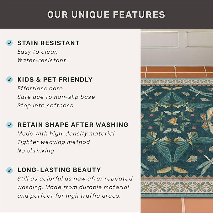 Vintage Teal Area Rugs for Living Room 6x8