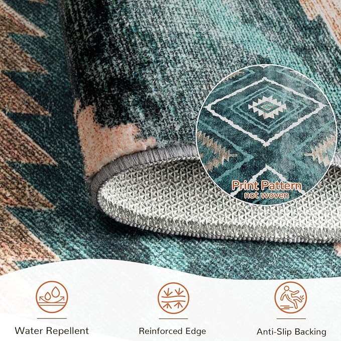 BESTSWEETIE Area Rug 2x6 Rug Machine Washable Non-Slip Low Pile Print Pattern