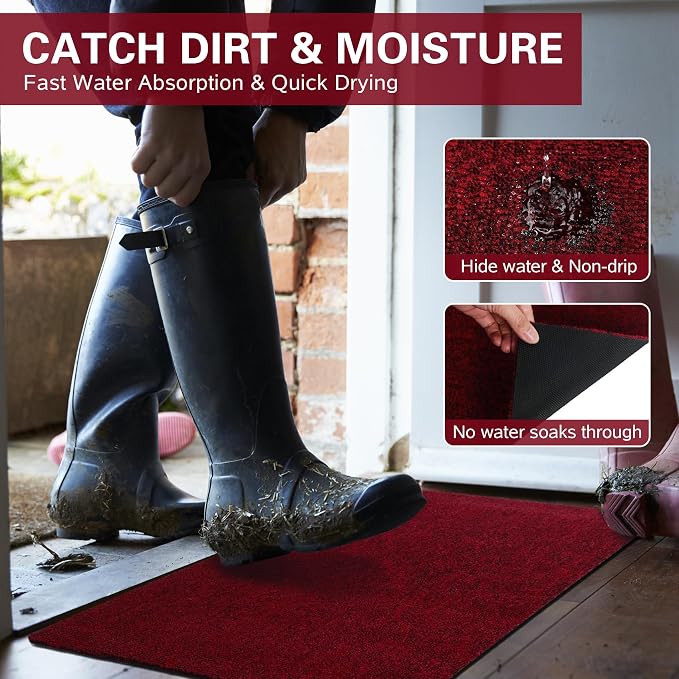 Front Door Mat Indoor and Outdoor, Non-Slip Low Profile Doormat 60"x35"