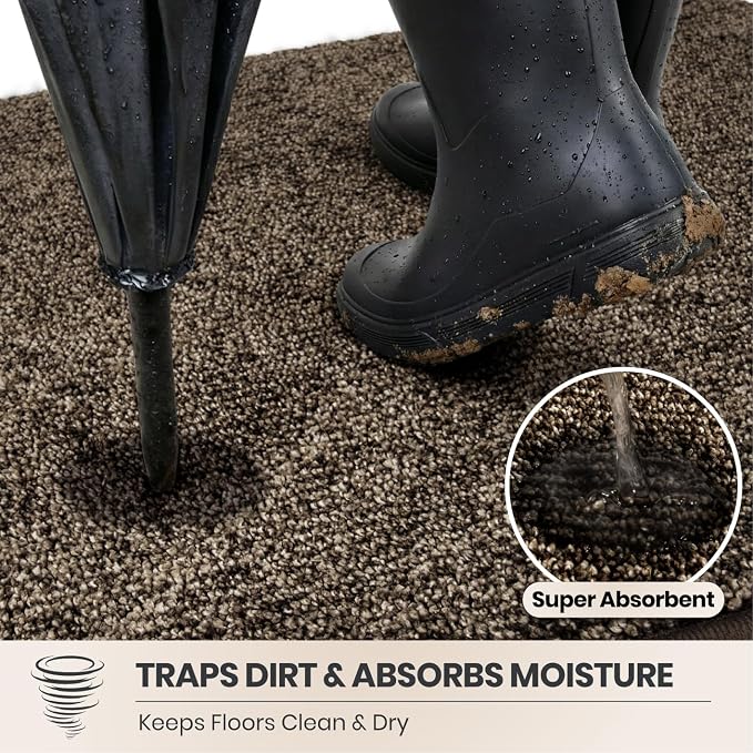 PURRUGS Dirt Trapping Door Mat 34" x 59", Non-Slip Machine Washable Entry Rug