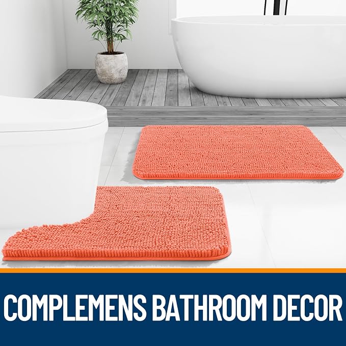 OLANLY Toilet Rugs U-Shaped 24x20, Extra Soft Absorbent Chenille Contour