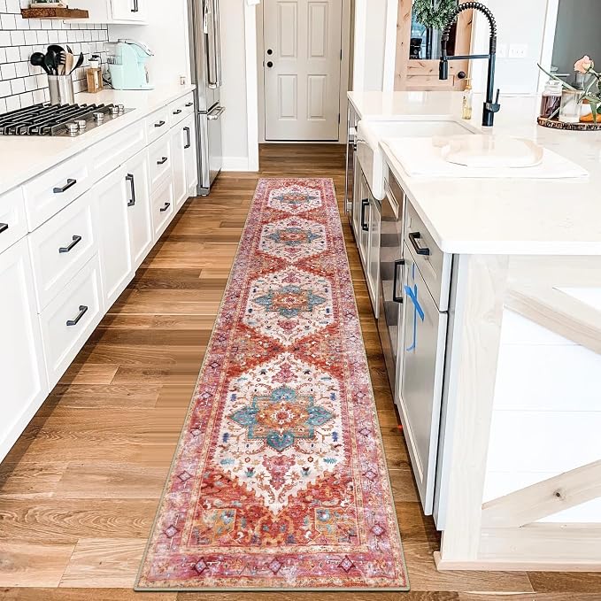 Yamaziot Washable Runner Rug, 2x10 Non-Slip Boho Vintage Hallway Rug Runner