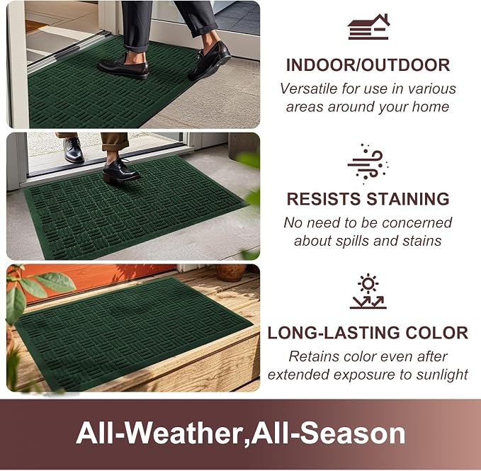 Mibao Front Door Mat Indoor Outdoor Entrance, Dirt Trapping Waterproof