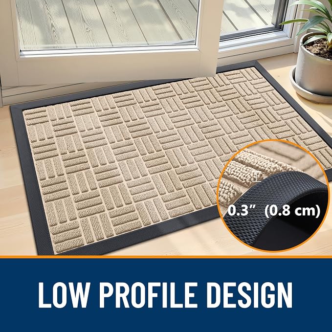 OLANLY Front Door Mat Outside Entrance 71x23, Heavy Duty Sturdy Natural Rubber