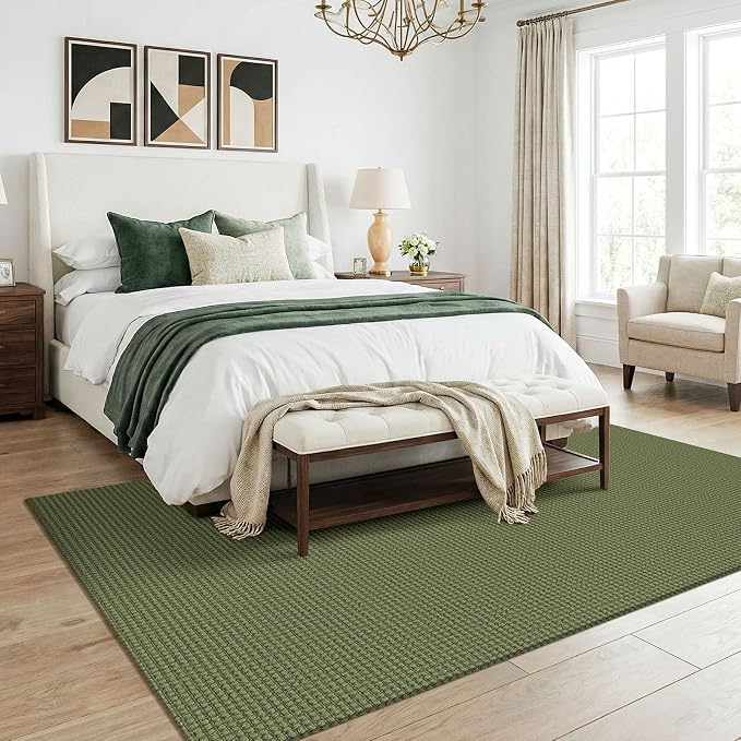 KOZYFLY Washable 5x7 Living Room Rug, Non Slip Woven Area Rugs, Braided Floor