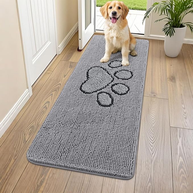 Smiry Dog Door Mat for Muddy Paws, Absorbent Dirt Trapper Non Slip Quick Dry